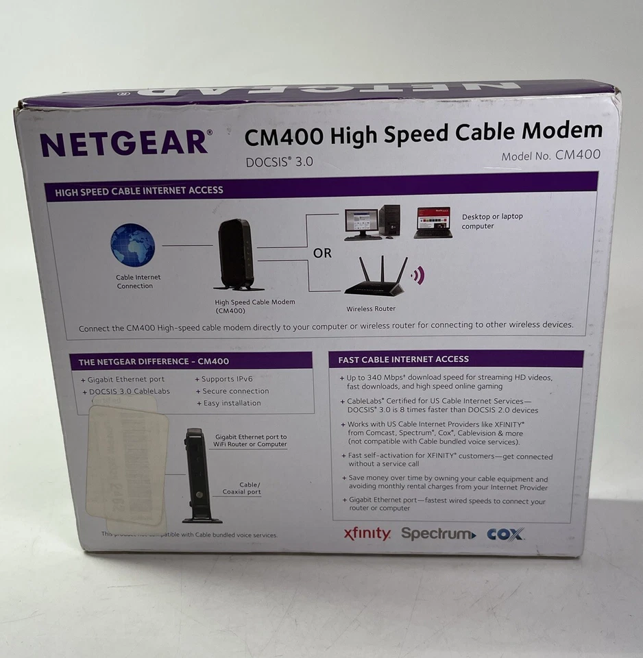 Netgear CM400 Docsis 3.0 Cable Modem New Open Box - Image 2 of 4