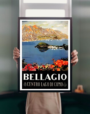 Comer See Bellagio Italienisch Reise POSTER DRUCK A5-A1 Sommer Sonne Vintage Wandbild