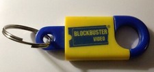 Vintage Blockbuster Video Store Keychain Blue/Yellow VHS Logo Advertising Promo
