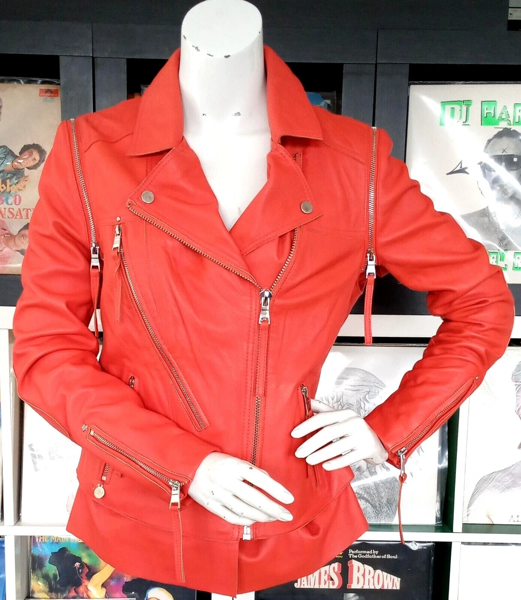 Coral shop leather jacket