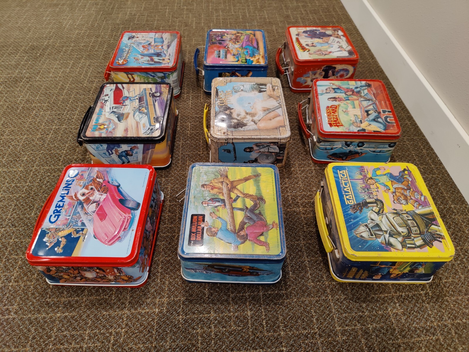 Vintage metal lunch box lot x9 eBay