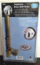 Keeney 606RB Trip Lever with Chrome & Brass Pipe Bath Drain Assembly, 1-1/2-in