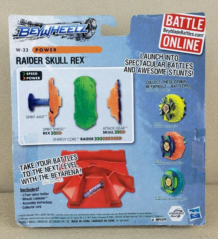 Beyblade Beywheelz: W-33 Power RAIDER SKULL REX de Hasbro PAQUETE ANGUSTIA Foto 2 de 4