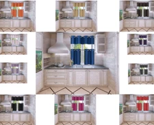 NEW KITCHEN LINED FOAM BACKING BRONZE GROMMET WINDOW DRESSING CURTAIN 3PC SET K7