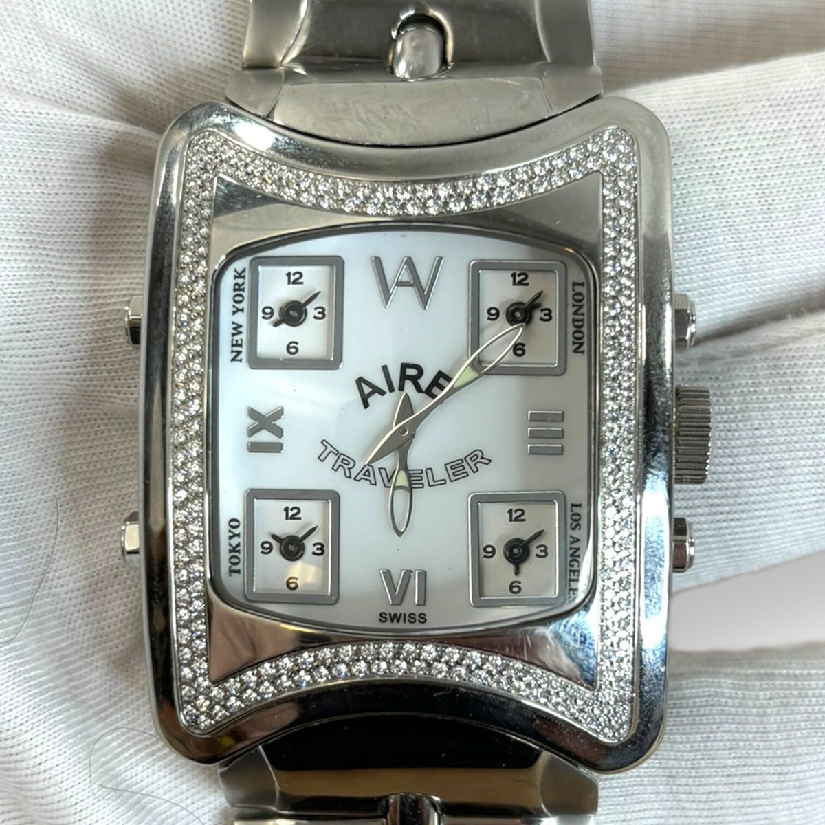 Chris Aire Stainless Steel Traveler 5 Time Zone Swiss Made Men's