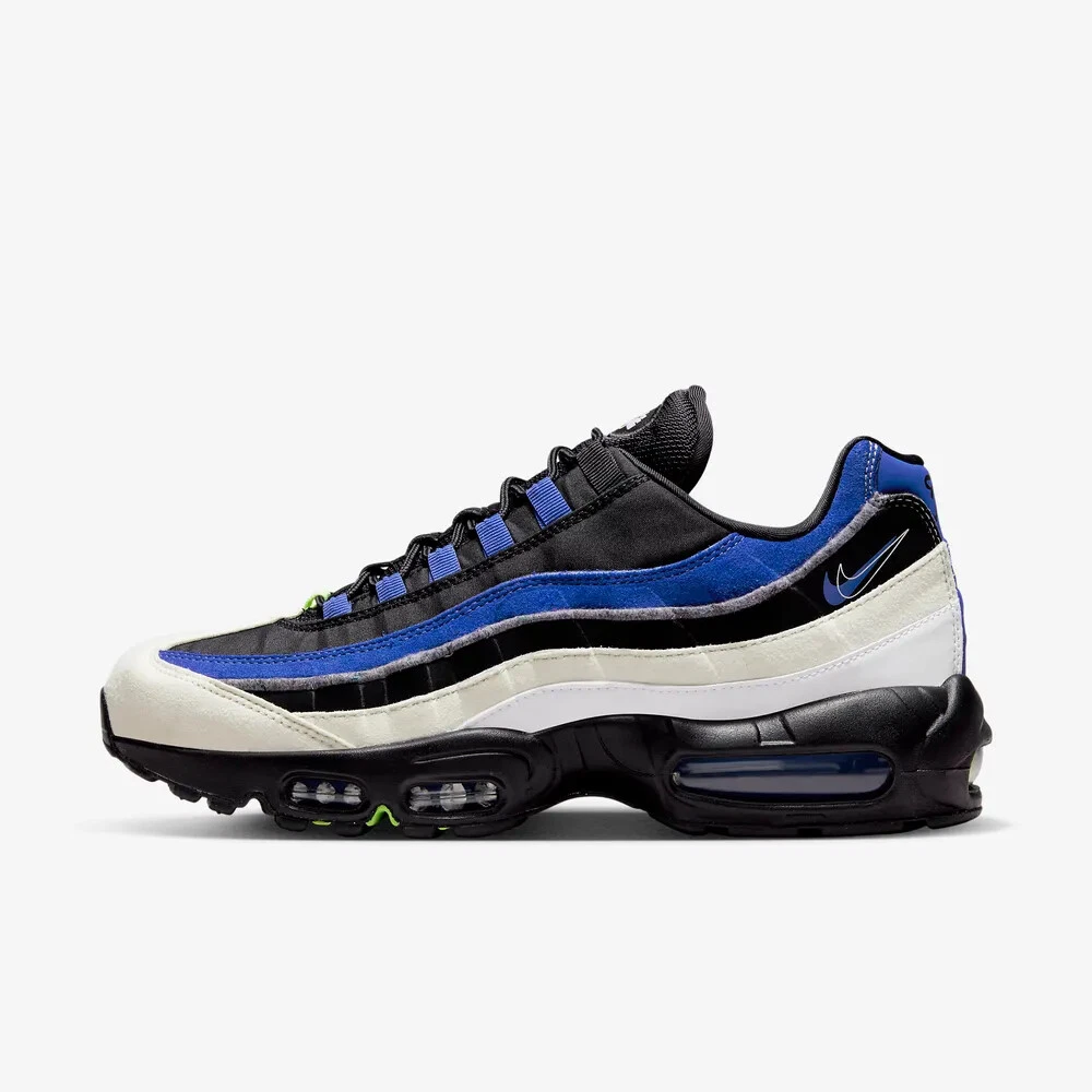 New Nike Air Max 95 SE 'Double Swoosh' - Black/ White/ Game Royal (DQ0268-001)