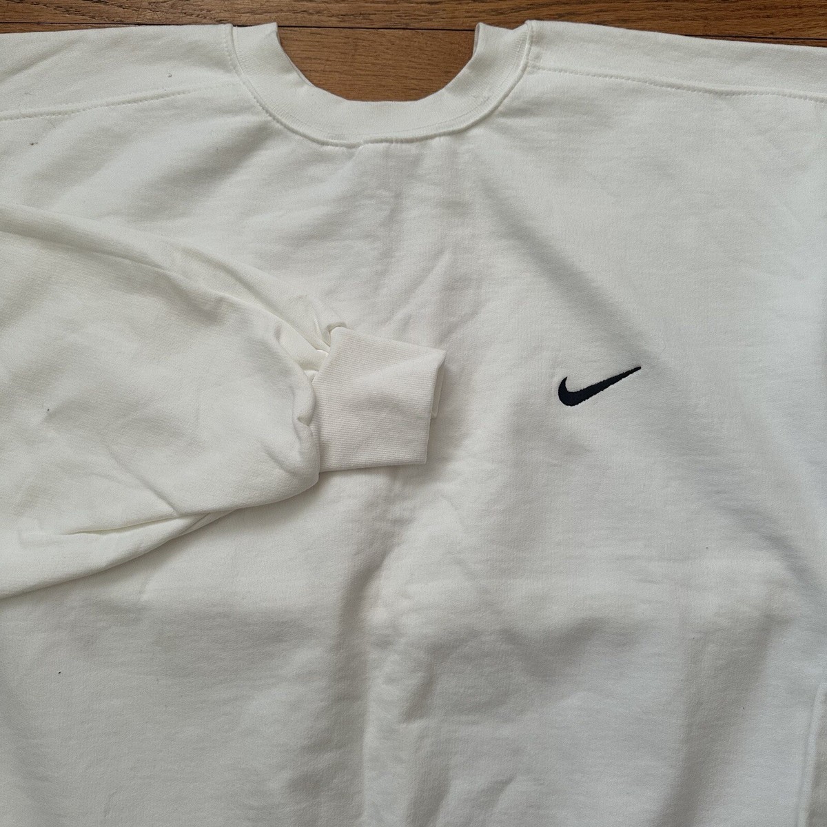 USA製 90s nike one point sweat Vintage 90s Nike White Essential Check Swoosh Sweatshirt