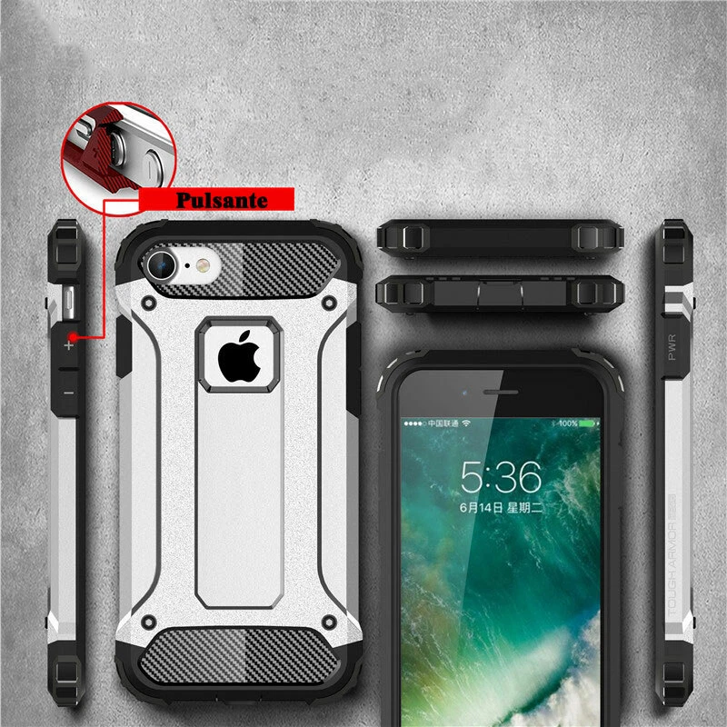 Cover custodia per Apple iPhone 7/8/SE copertura bordi  Silicone Gel Tpu+PC - Immagine 2 di 4