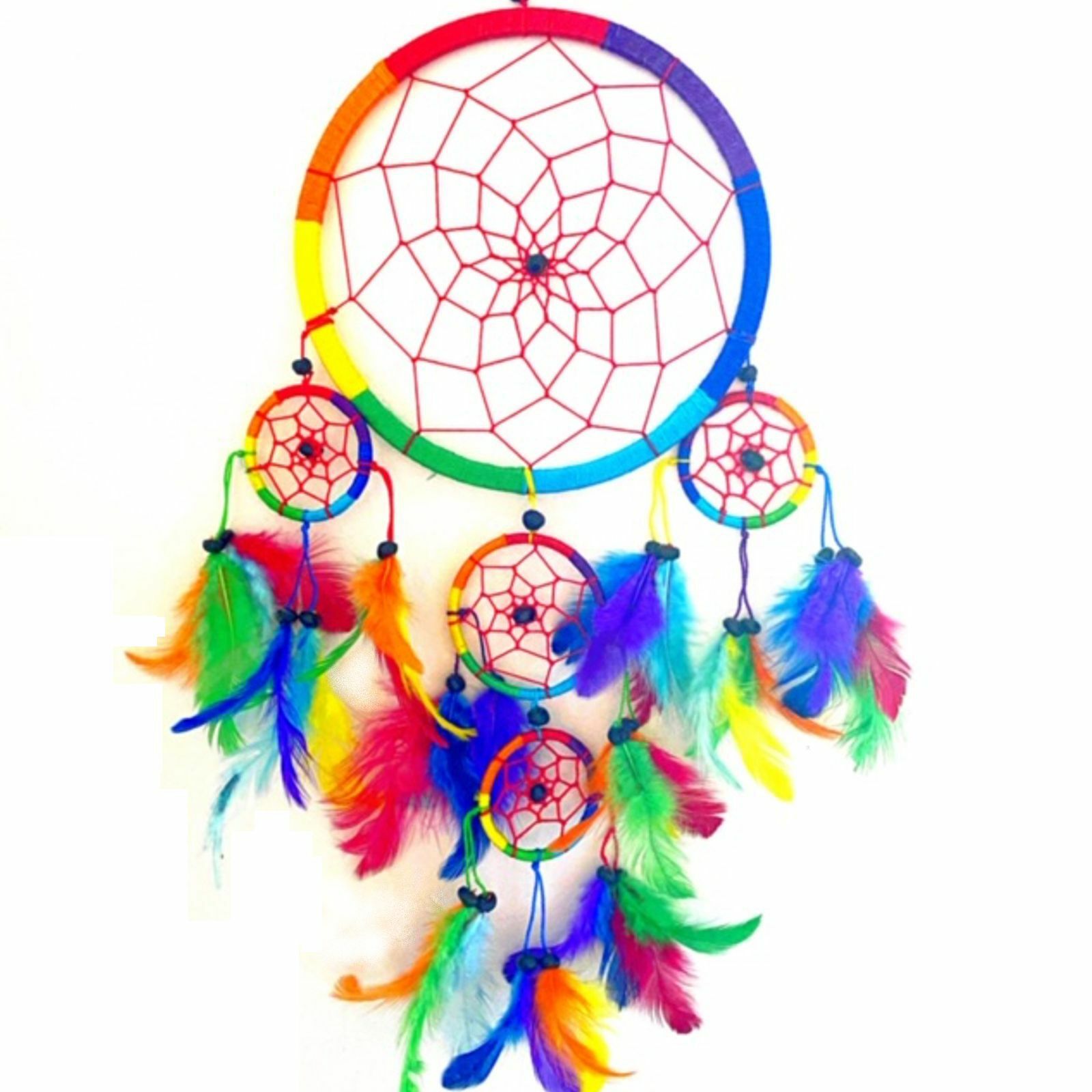 Large Multi Colourful Rainbow Dreamcatchers Rainbow Feather Kids Dream Catchers