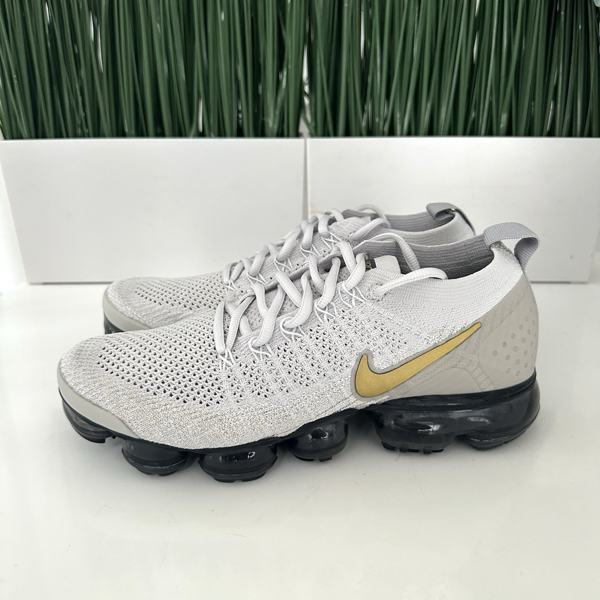 HOT Grey Nike Air Vapormax Flyknit White Gold Nike Air Vapormax