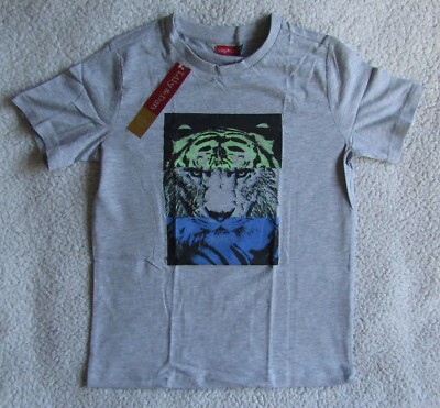 Kinder Lily & Dan Kinder grau Tiger T-Shirt Alter 9-10 Jahre brandneu mit Etikett
