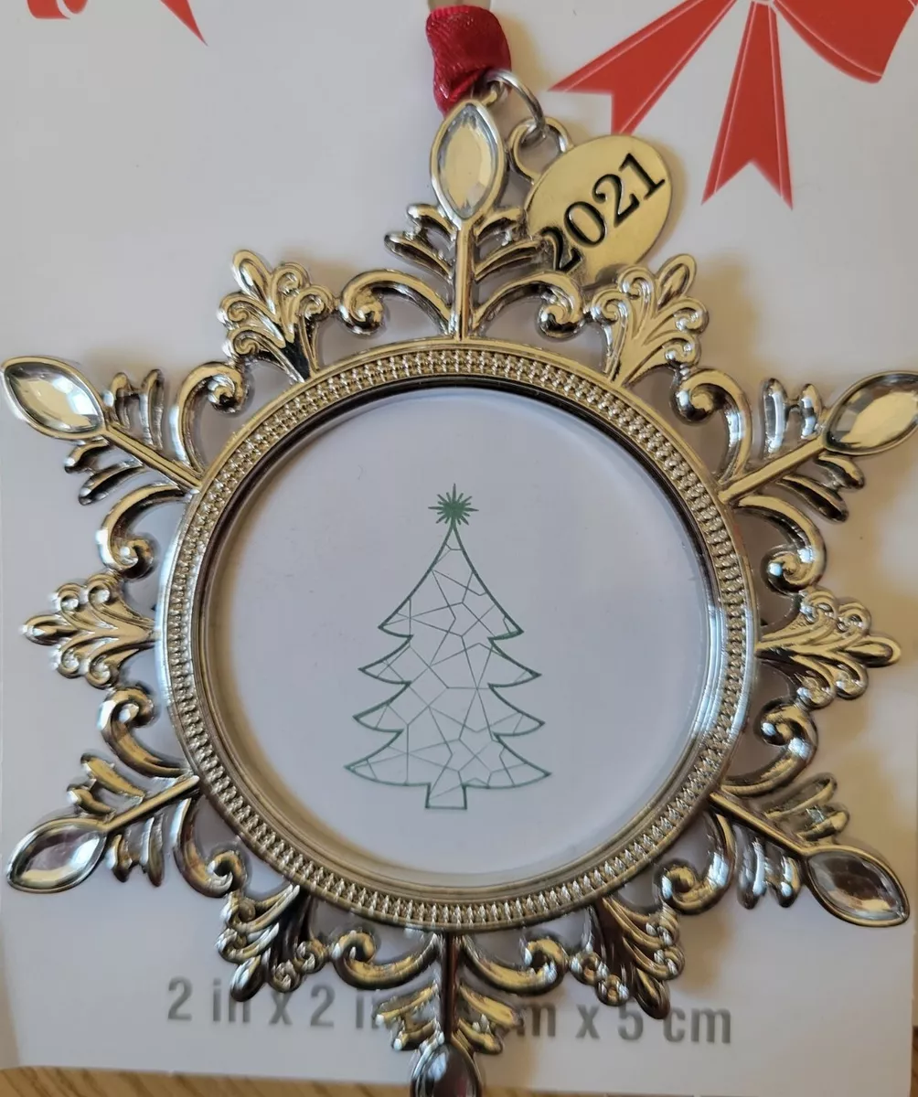 STUDIO DECOR 2021 SNOWFLAKE RHINESTONES CHRISTMAS TREE PICTURE FRAME ORNAMENT