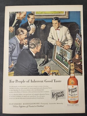 Kentucky Tavern Whiskey-Men Admiring Framed Picture-Print Ad 1955