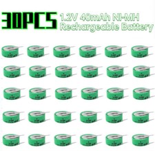 30PCS New 1.2V Ni-MH 40mAH Rechargeable Battery With 2 Pins/Tabs For Meter Alarm
