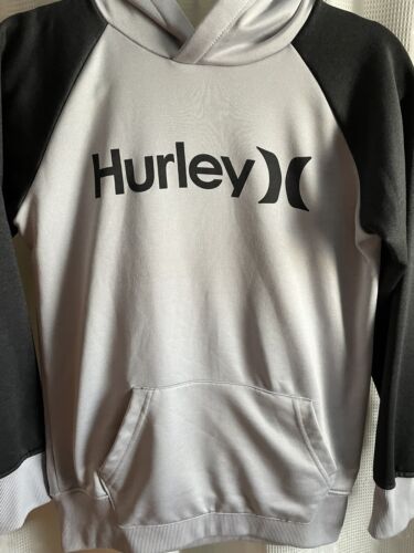Hurley Gray Black Hooded Pullover Boys 14/16 - Afbeelding 1 van 5