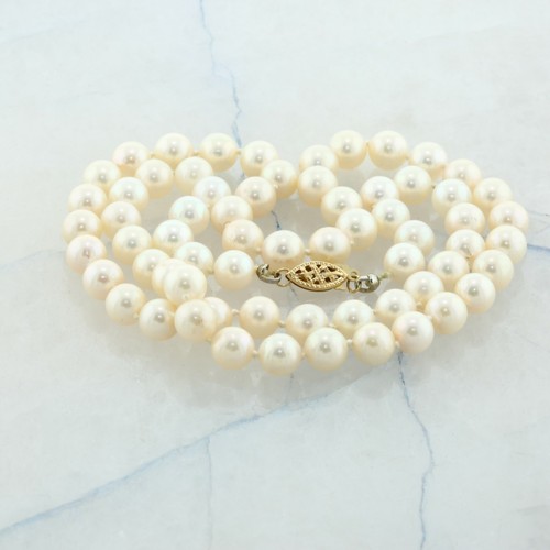7mm Pearl Strand 21.5 Inches length 14K Yellow Gold Clasp - Picture 6 of 7
