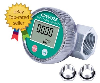 Waterproof 1 Inch Digital Water & Fuel Flow Meter with 3/4 Adapters,...