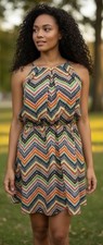 NWT MY MICHELLE SPAGHETTI STRAP PRINTED CHEVRON DRESS SIZE SMALL MSRP 40.00