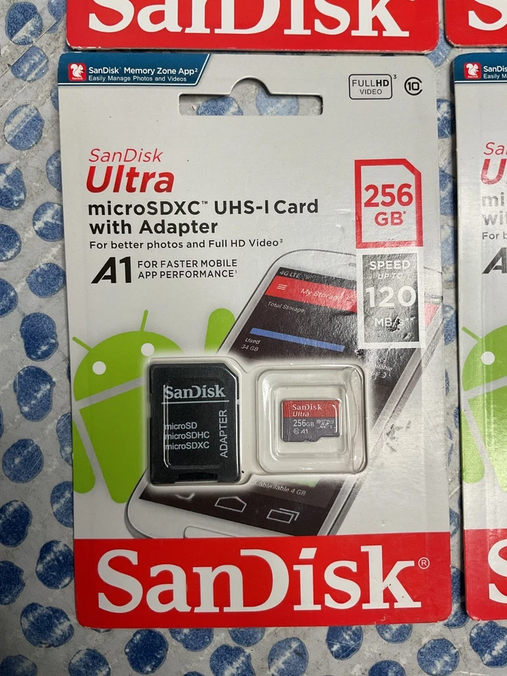 SanDisk Ultra microSDXC A1 256GB, 120 MB/s (SDSQUAR-256G-GN6MA) *Lot of 4* *NEW* - Image 2 of 3