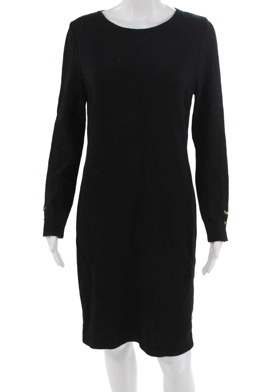 St. John Collection By Marie Gray Women Black Sweater Dress Wool Rayon Size 4Free Shipping in US $100+ Orders | $6.95 Orders Below