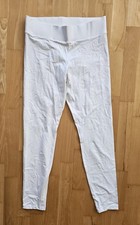 HUE White Ultra Cotton Leggings Size Medium U12665 w/ Wide Waistband Yoga