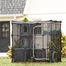 Outdoor Cat Enclosure Catio with Mesh Walls, Zip Door, Fits Multiple Cats