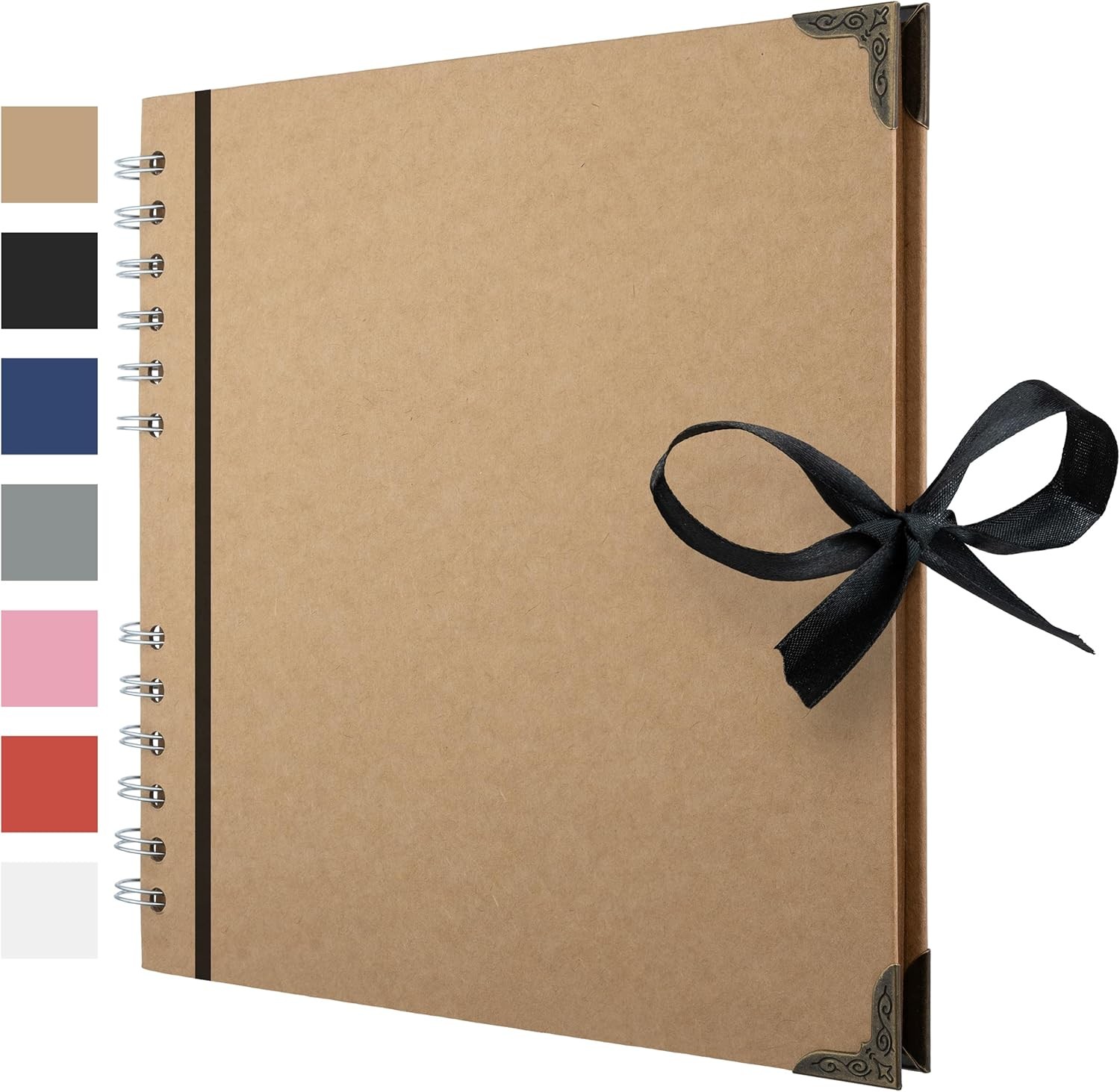 Scrapbook Photo Album 60 Pages 21x21cm Brown Kraft Paper Spiral Bound Memory