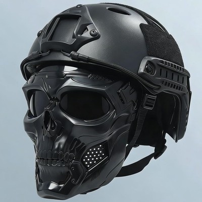 full face military motorcycle helmet GDM DEMON Matte Black / Tinted & Clear / Large This high version helmet is a perfect combination of head defense and facial defense Full Face Camouflage Green -