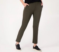 Susan Graver Weekend Smooth Knit Skinny Ankle Pants Size 4X Rich Olive A547217