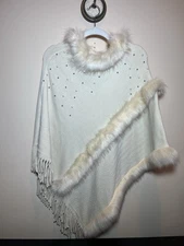 Northern Angel Poncho Sweater Women Size S/M Faux Fur  Wrap Cozy Shawl