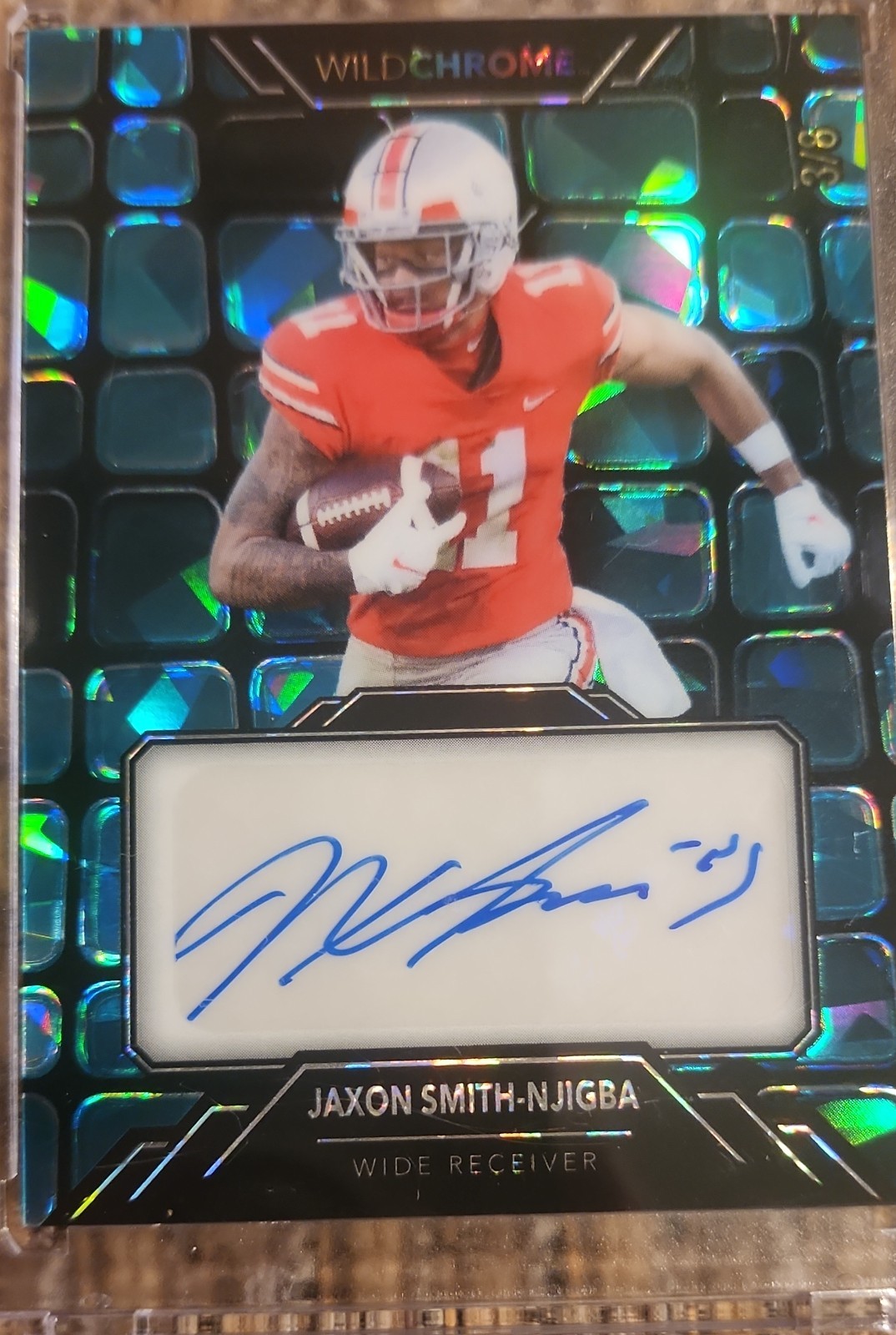 Jaxon Smith-Njigba Wild Card Wildchrome Draft Wildglass Autographs #WCG49 Crystal Holographic-Teal