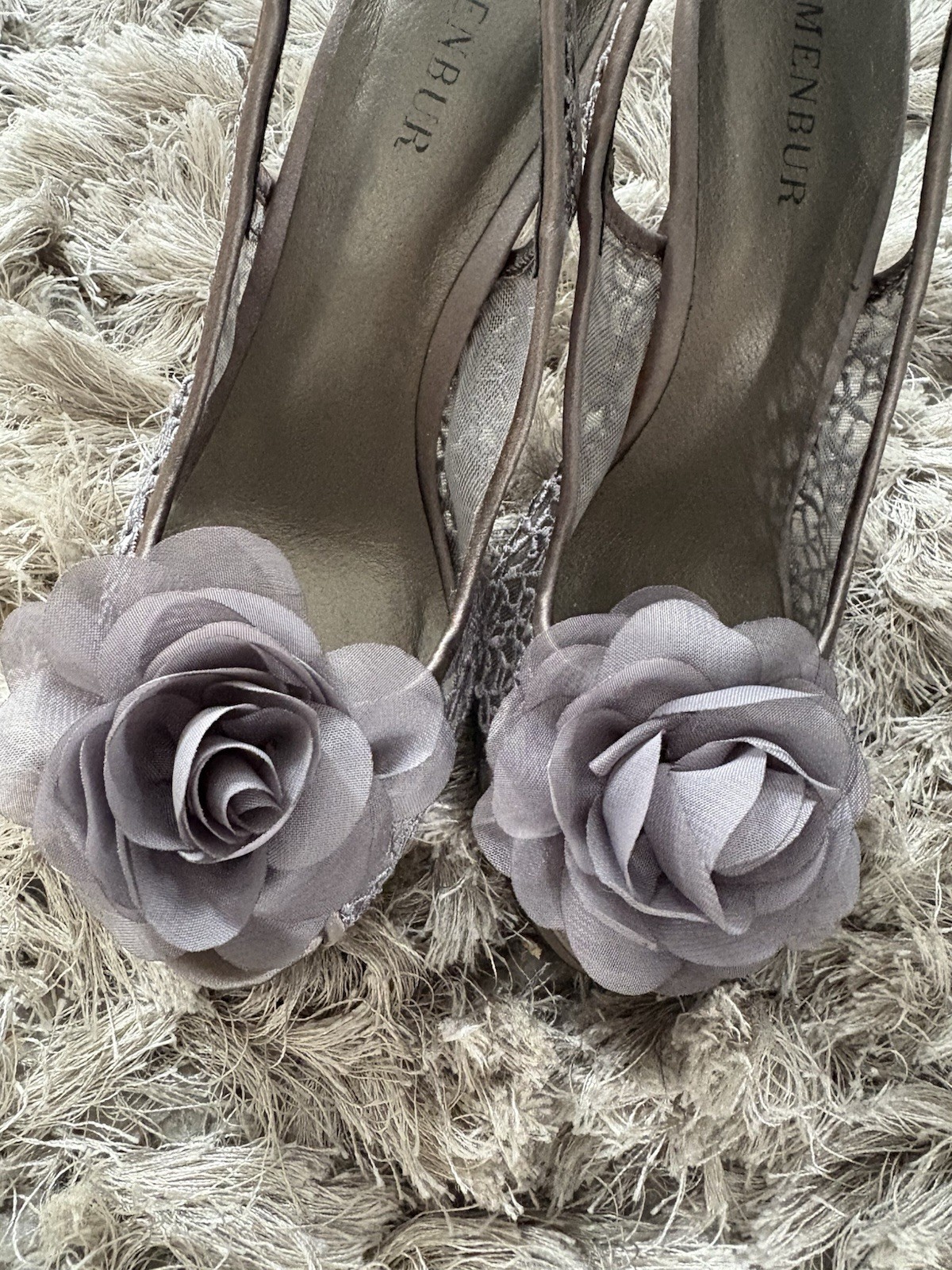 Menbur Women's Grey Slingback Occasion Shoes Size 5 Made In Italy Worn Once