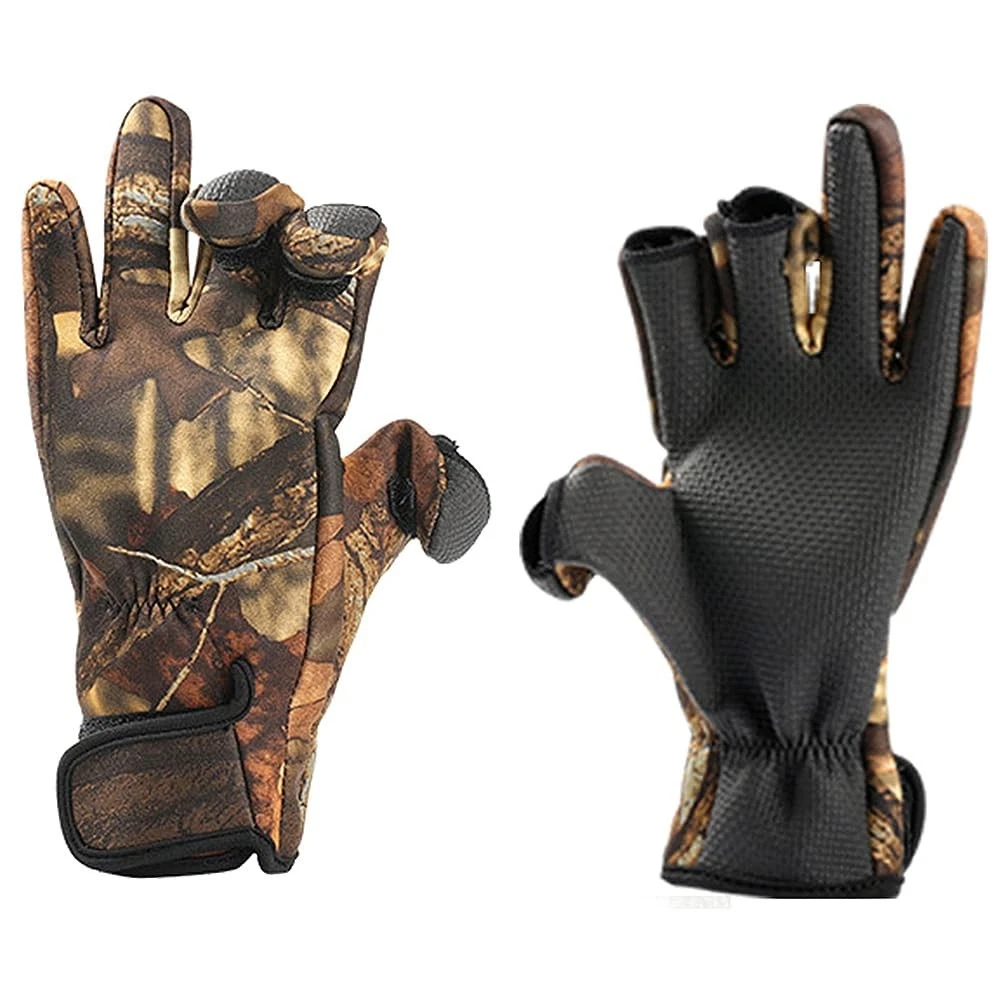 Convertible Three Finger Fishing Gloves, Non-Slip, Waterproof, Touchscreen Ha...