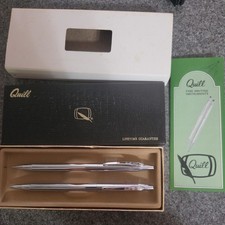 Vintage Quill Pen & Mechanical Pencil Set blue ink Made in USA