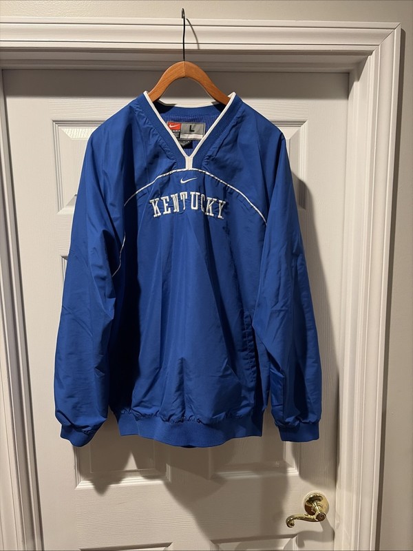 Vintage Nike UK Kentucky Wildcats V Neck Pullover Windbreaker Jacket Large Blue