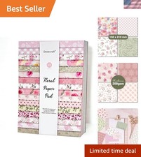 48 Sheets Spring Vintage Scrapbooking Cardstock Decorative Paper Pack for Card