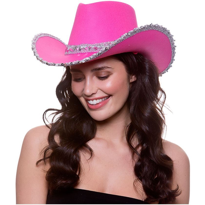 Wicked Costumes Hot Pink With Sequins Texan Cowgirl Hat