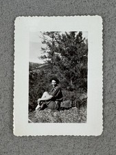Vintage Photo Military Woman in Uniform 1945 WW2 Honeymoon Posing On Mountain