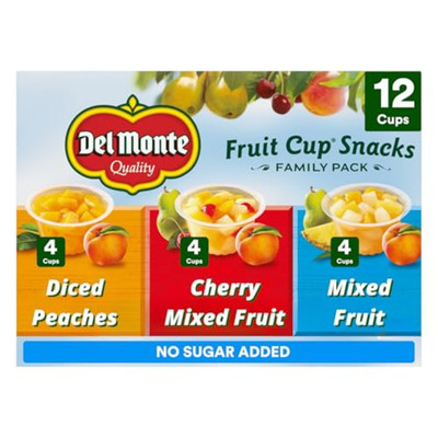 FRUIT CUP Snacks, Family Pack, No Sugar Added, 12-Pack, 4 oz Variety Pack