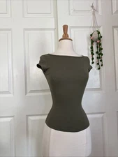 Vintage Y2k Wet Seal Fitted Green Top Fits XS Sleeveless Flattering Grunge 00's