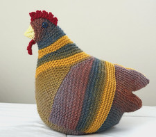 Handmade Crochet Chicken Emotional Support Plush Large 14" Earth Tones Farm Dec