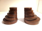 Vintage Mid-century Modern stepped wooden Bookends in ascending half-circles — photo 1