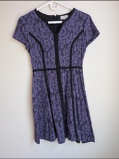 LOFT Purple Lace Mini Dress with Black Piping Women's Size 0