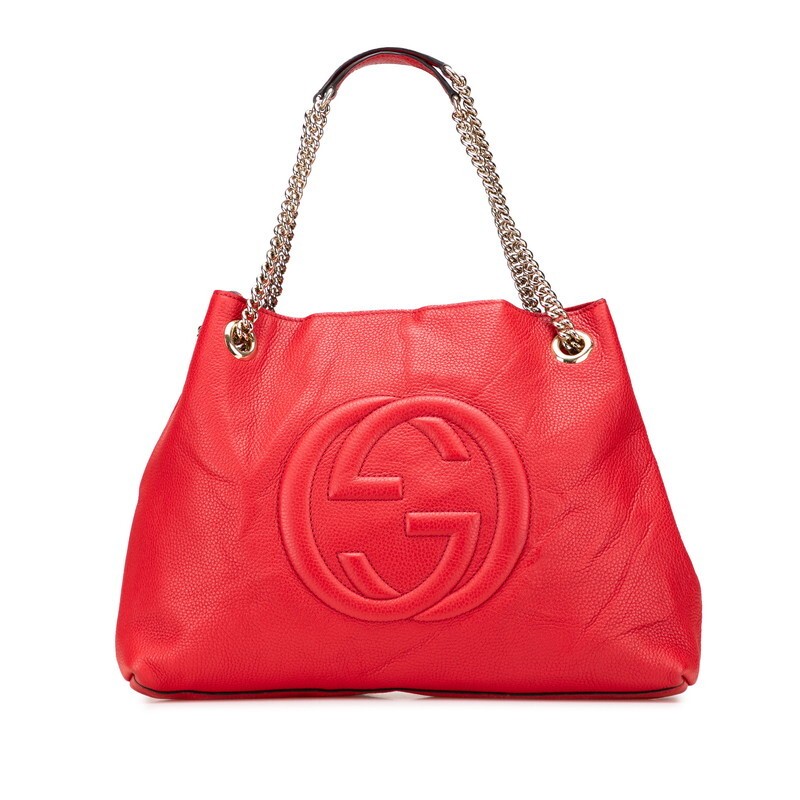 Gucci Soho Chain One Shoulder Bag in Red Leather Pre-Owned