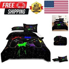 Gaming Bedding Set Queen Size Gamer Comforter Set for Boys Girls Kids Teens S...