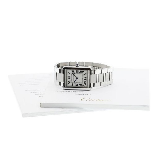 Cartier Tank Solo LM W5200014 27mm SS Silver Dial Quartz Watch...
