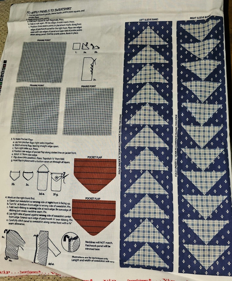 VIP Cranston "Denim Blues Sweatshirt Jacket" Fabric Panel DIY Cut & Sew NEW - Image 2 of 4