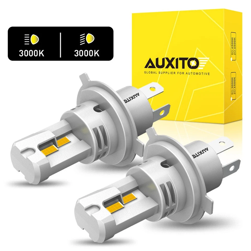 Canbus AUXITO H4 9003 HB2 LED Headlight Kit High/Low Beam Bulb Error Free Yellow - Image 2 of 4