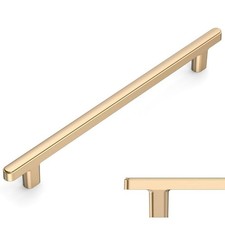Amerdeco 10 Pack Brushed Brass Cabinet Pulls 7.5 Inch 192MM Hole Centers