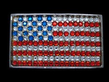 TA13133 VINTAGE 1970s  UNITED STATES FLAG  PATRIOTIC BELT BUCKLE